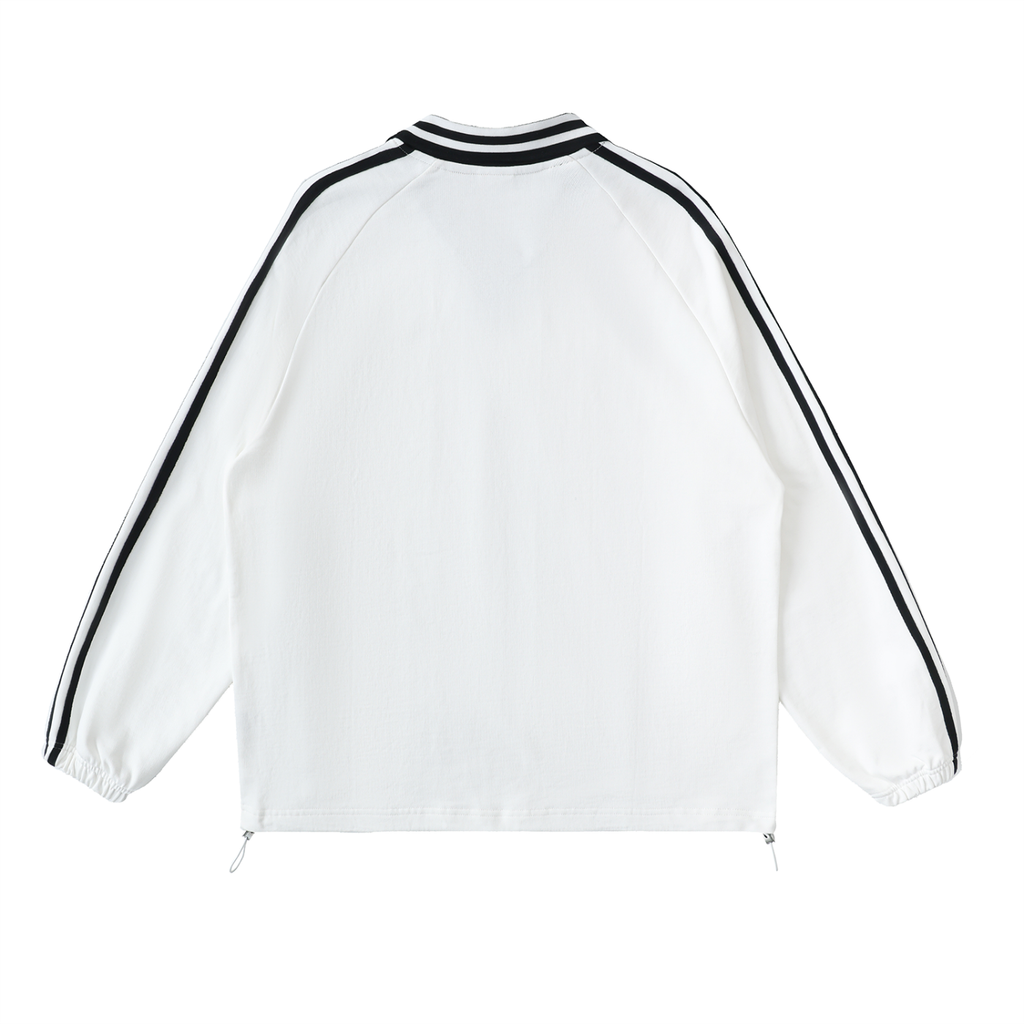FD Striped Lapel Collar Sweatshirt