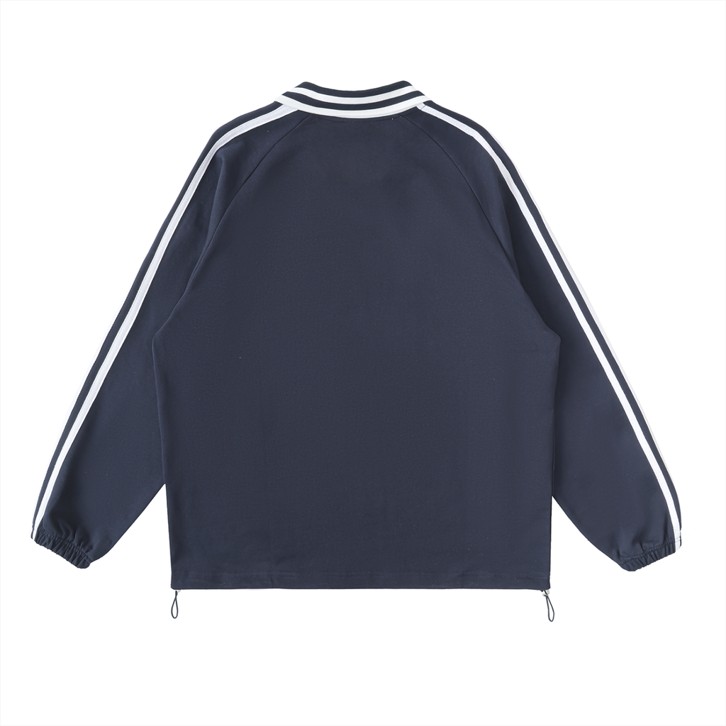 FD Striped Lapel Collar Sweatshirt