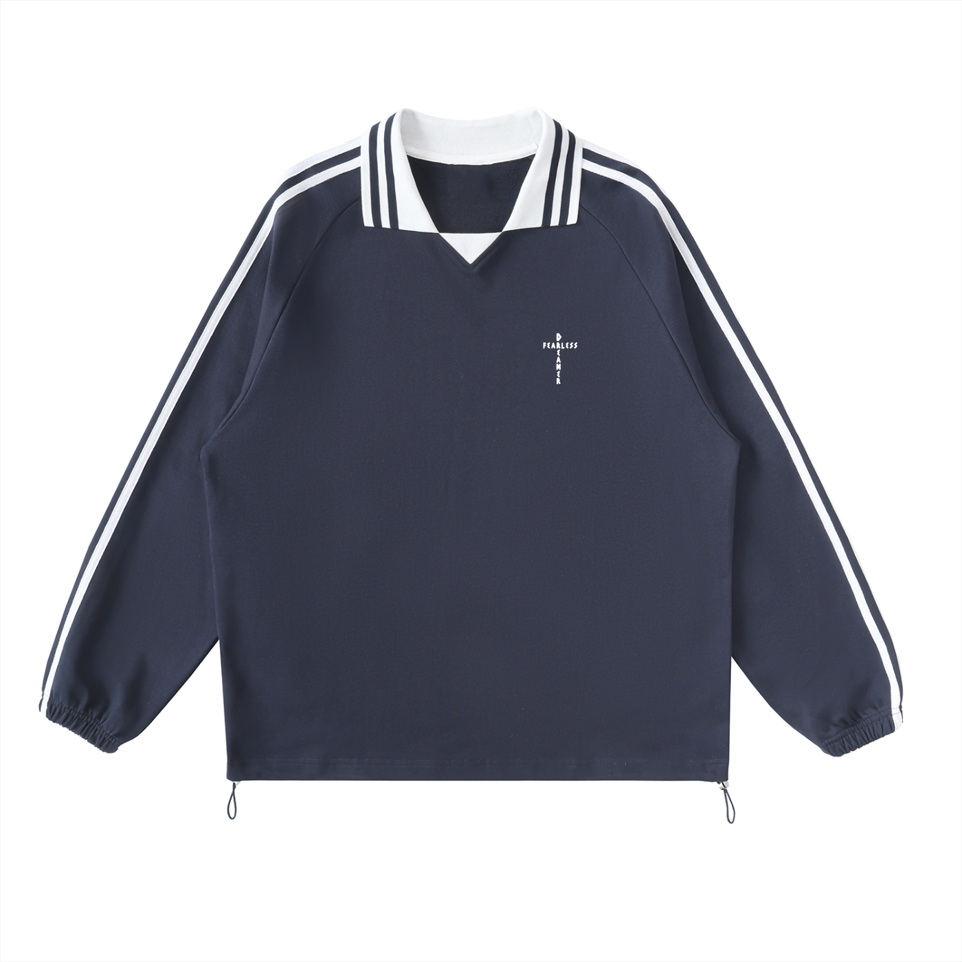 FD Striped Lapel Collar Sweatshirt